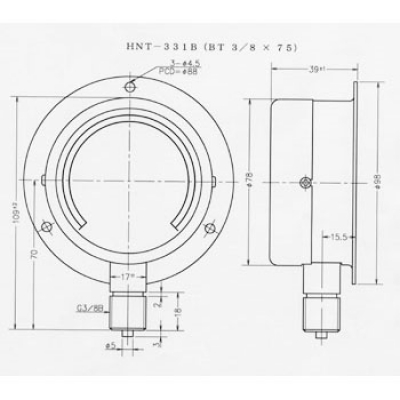 第一計器 DAIICHI KEIKI  HNT-331B-0.5MPA 通用壓力計